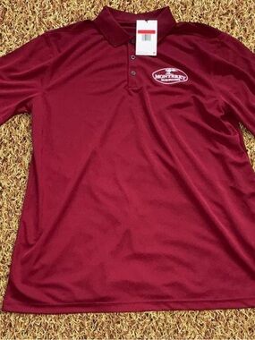 Nike red Monterey Mushrooms Country Club Polo Shirt Size L #golfwear #preppy